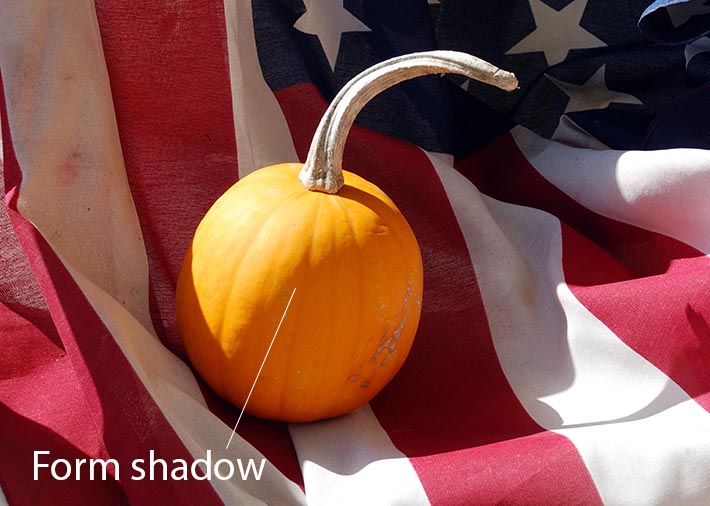 Form shadow on a pumpkin