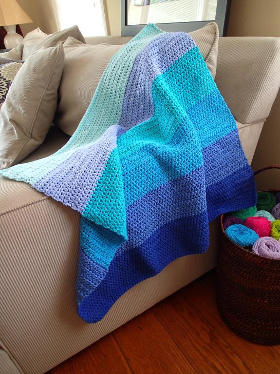 Ombre Blue Sky Baby Blanket FREE Crochet Pattern
