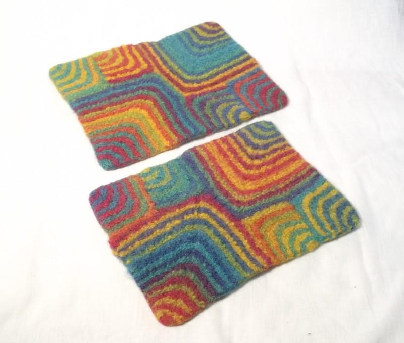 Rainbow Squares Felt Mat Knitting Pattern