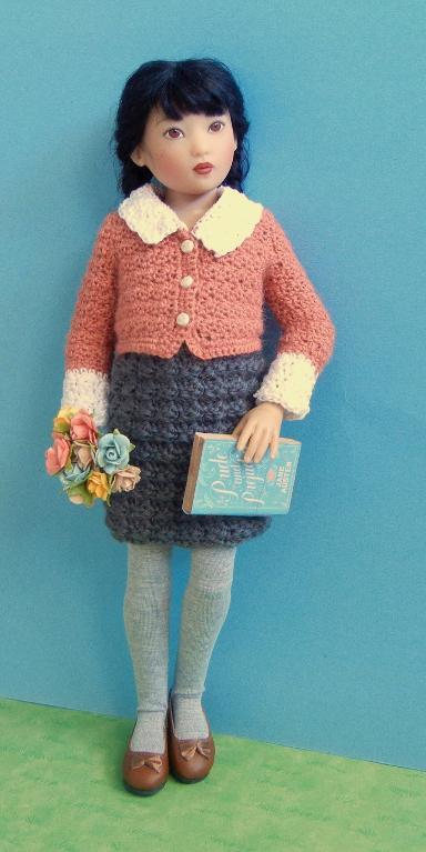 School Dress Cardigan for 14-Inch Dolls Crochet Pattern