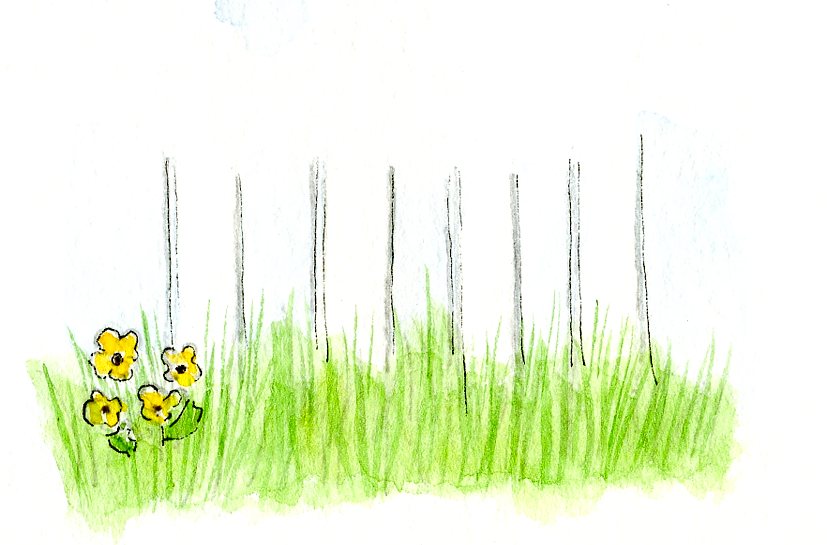 Learn how to paint grass around a fence