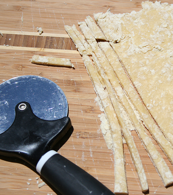 Slice noodles with a pizza cutter