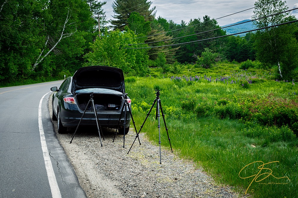 Taking Photos with Tripods Near a Car