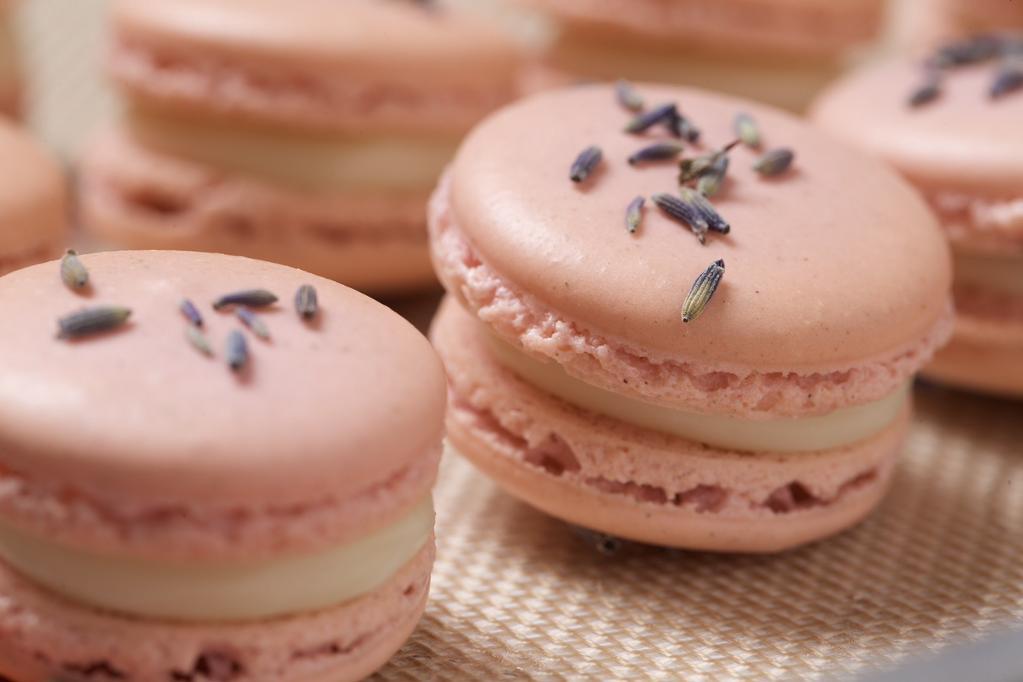 Pink lavender macarons