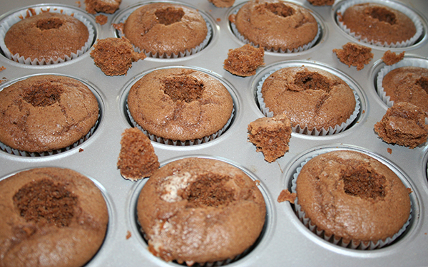 Cored cupcakes