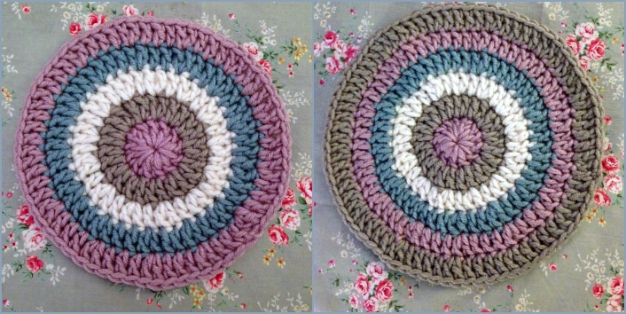 Crocheting a flat circle using double crochet stitches rounds 5 and 6