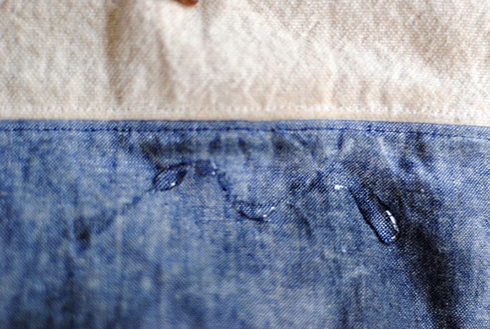 Closeup shot of water-resistant waxed fabric