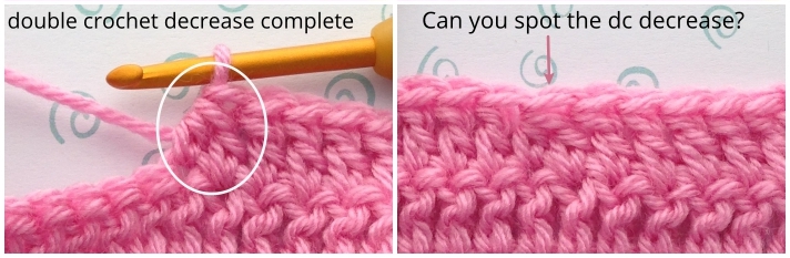 Double crochet decrease final step