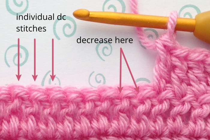 Double crochet decrease ready to start
