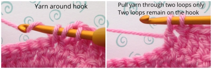 Double crochet decrease step 2