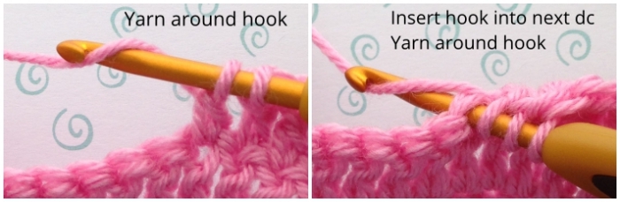 Double crochet decrease step 3