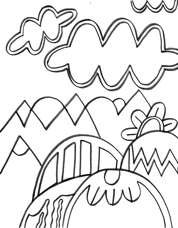 Downloadable mountain drawing pattern