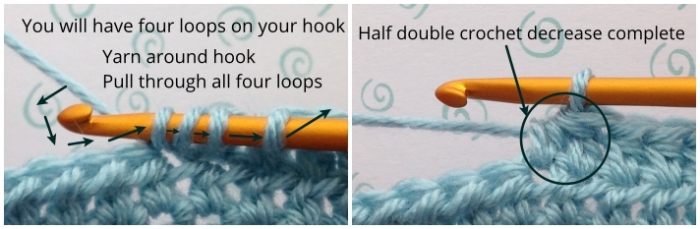 half double crochet crochet decrease step 5