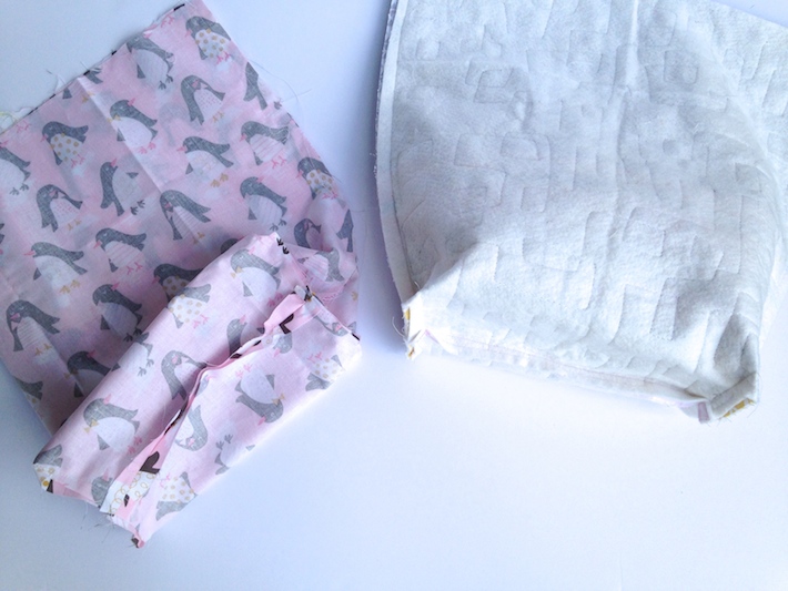 Bag outer and lining with boxed corners