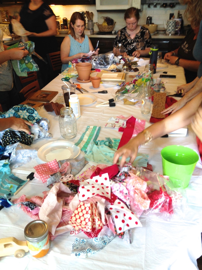 Fabric scraps Mod Podge craft party idea