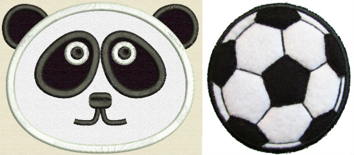 Applique panda and soccer ball.