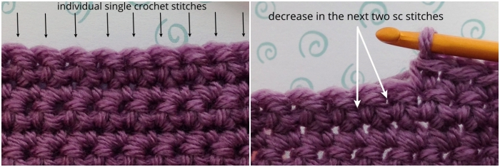 Single crochet before crochet decrease starting point