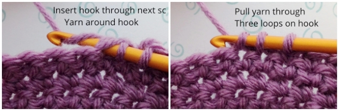 Step 2 for Single Crochet Decrease