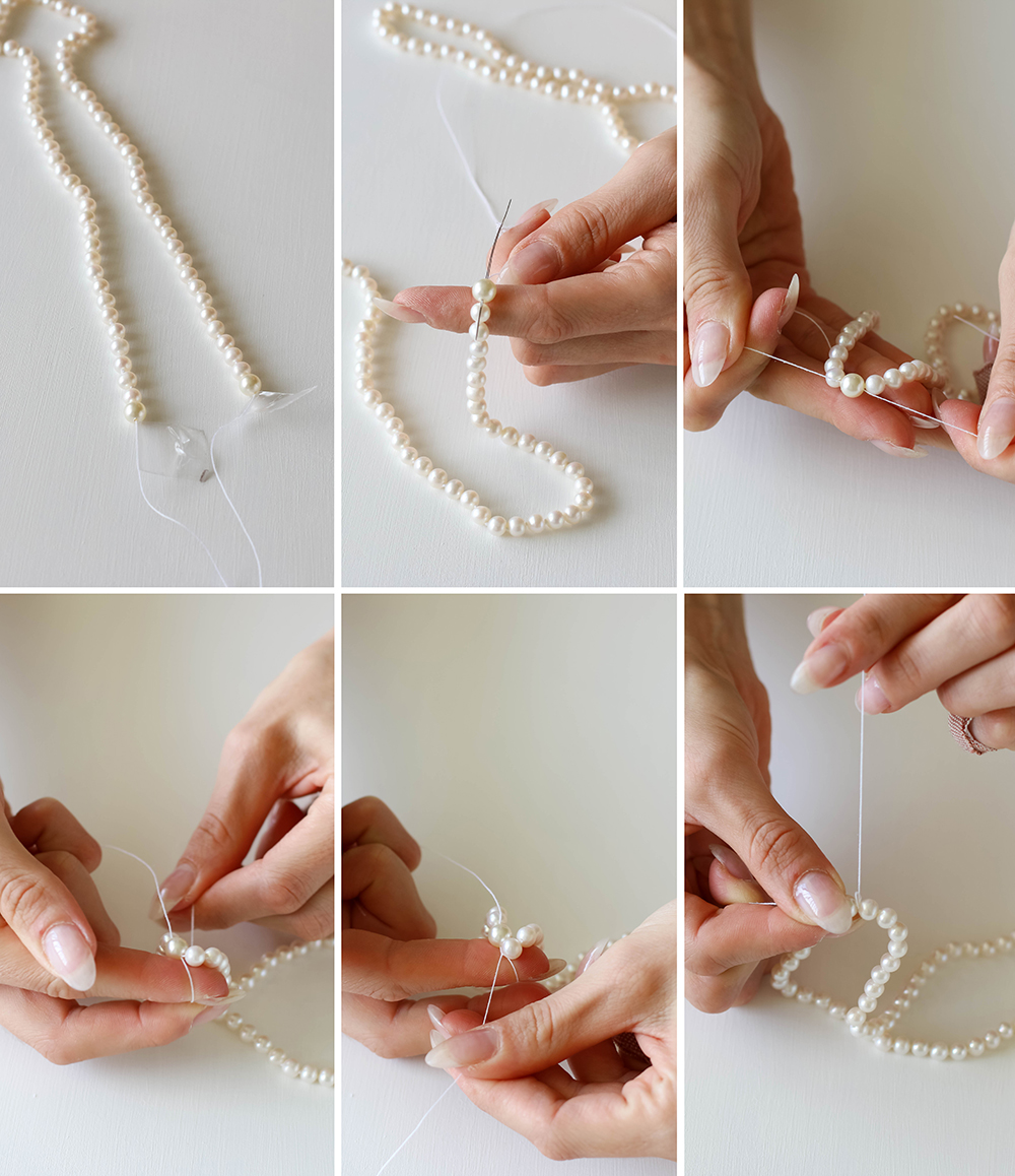 Step 4. Knotted Pearl Necklace - Close the necklace