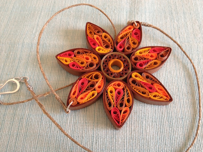 quilled sunflower necklace