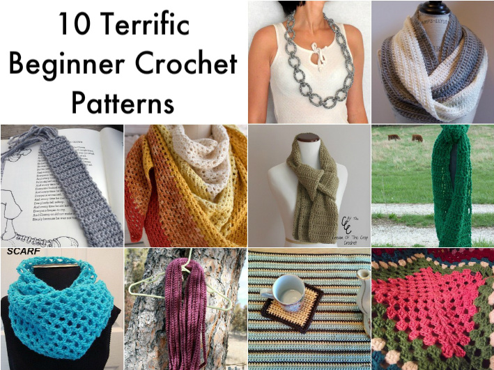 These beginner crochet patterns use simple stitches. They don't require joining, crocheting in the round or any advanced techniques.