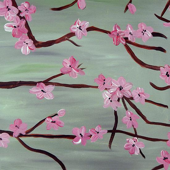 Easy cherry blossom painting