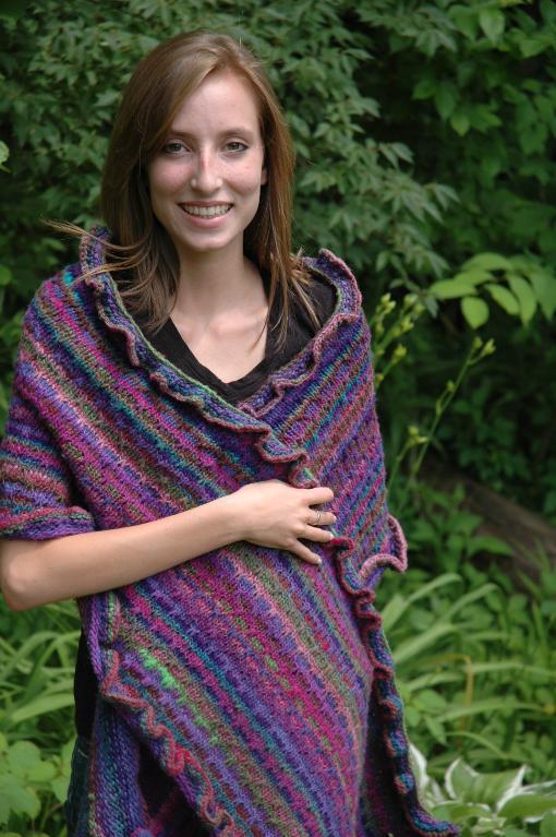 Slipped Stitch Ruffled Shawl Knitting Pattern