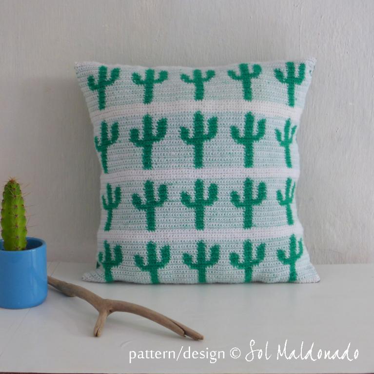 Tapestry Crochet Pillow Cactus