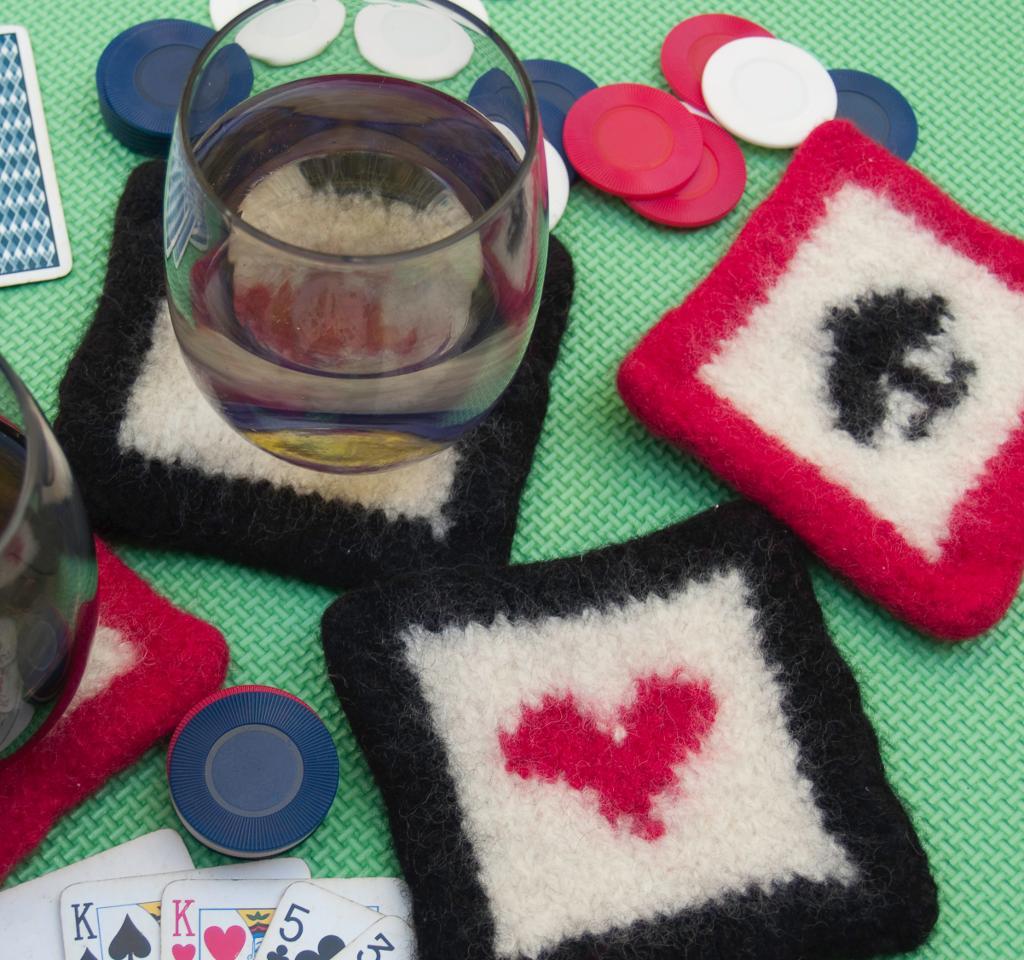 Felted Poker Coasters Knitting Pattern