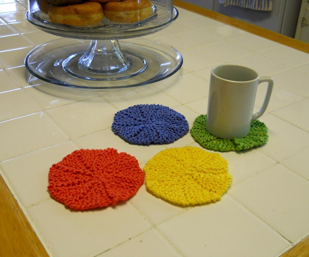 Citrus Colored Coasters FREE Knitting Pattern