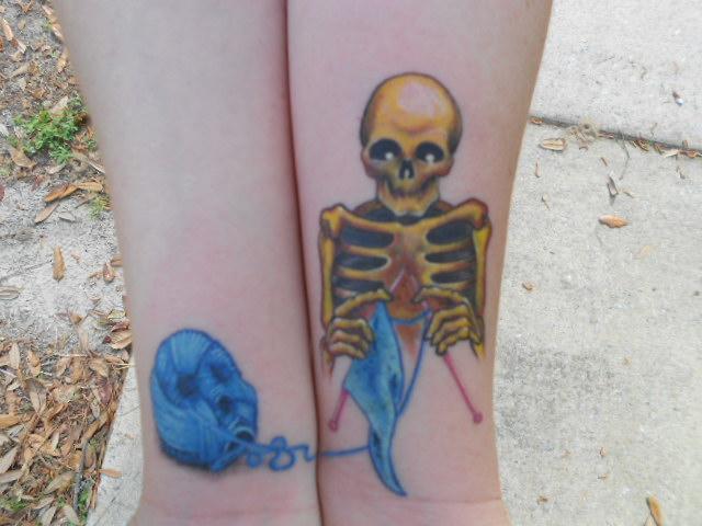 Skeleton Knitting Tattoo