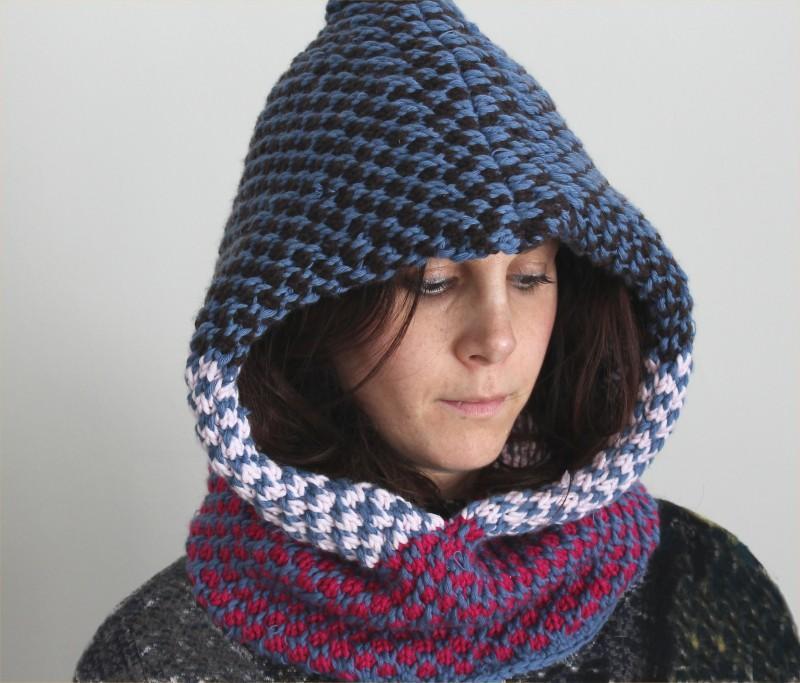 Slip Stitch Hooded Cowl Knitting Pattern