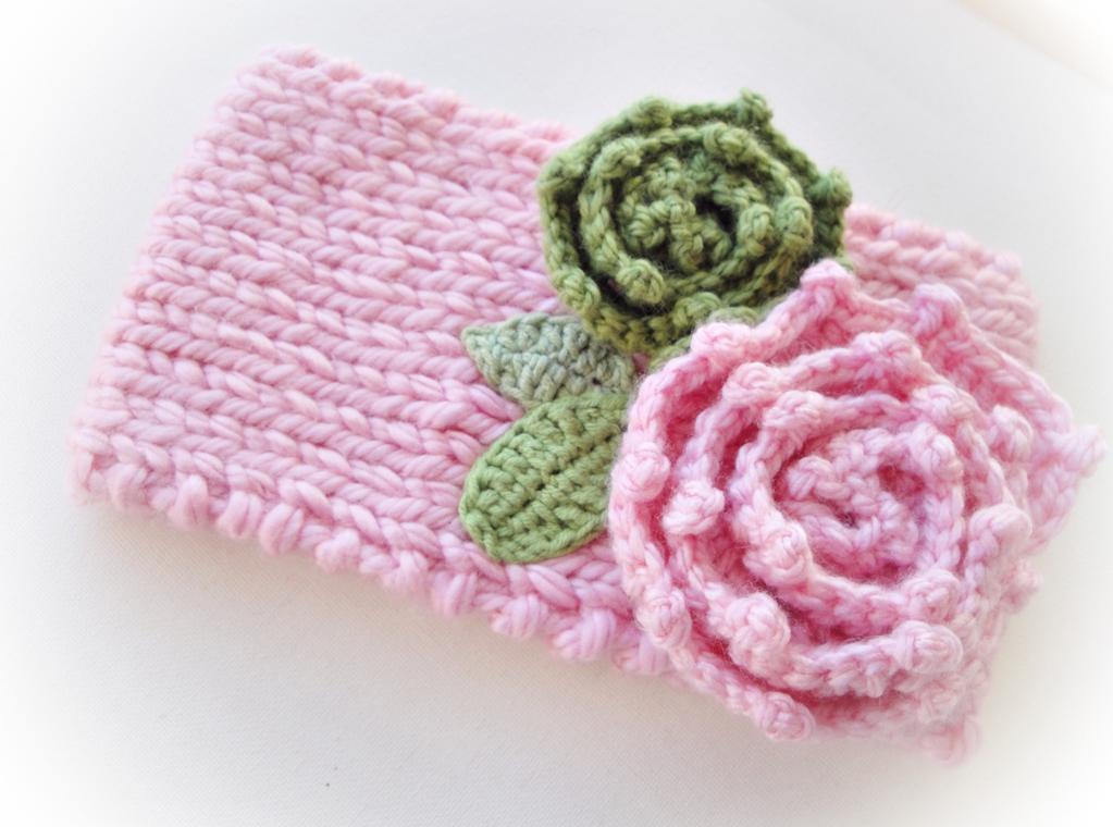 Happy Knitted Headband and Crochet Flower