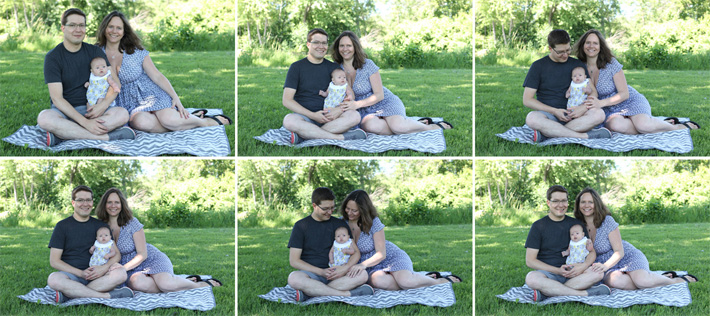 contact sheet of photographs to choose for head swapping