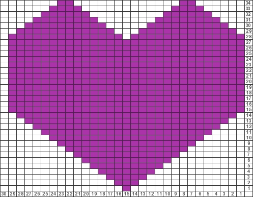Heart duplicate stitch chart for knitting