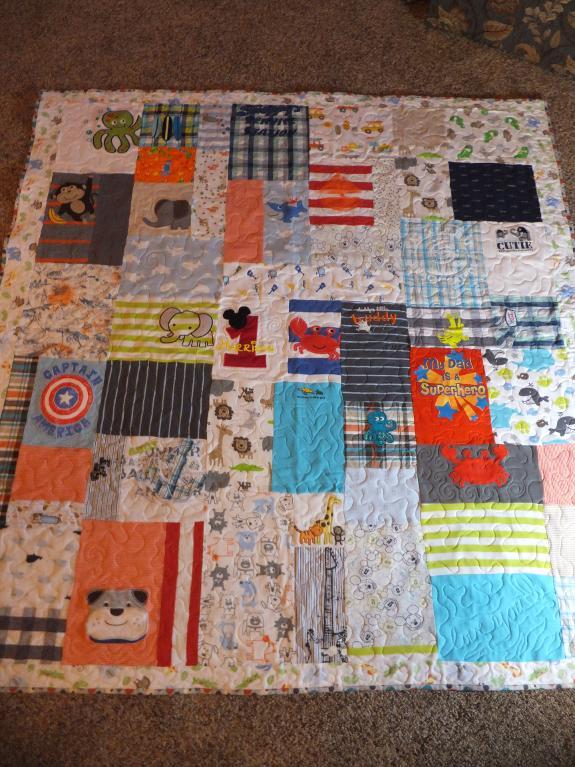Memory quilt from baby clothes