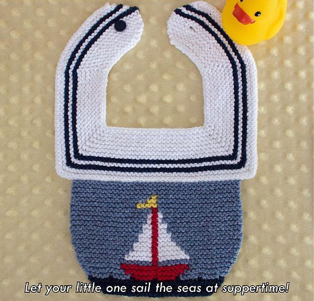 Sweet Sails Baby Bib Knitting Pattern