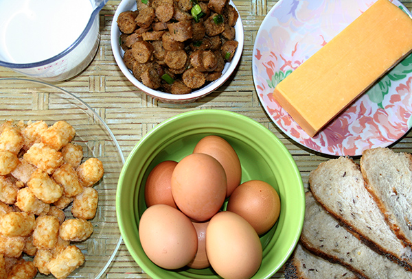 Ingredients for slow cooker breakfast casserole