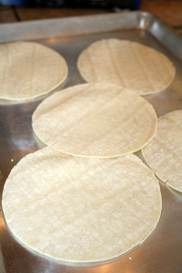 Tortillas ready for baking