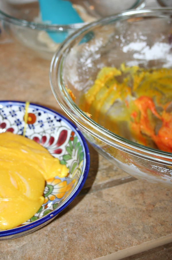 Tinting candy corn dough