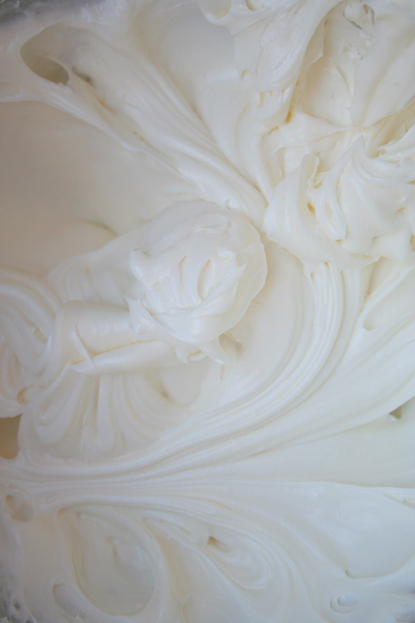 Close-up shot of cream cheese frosting