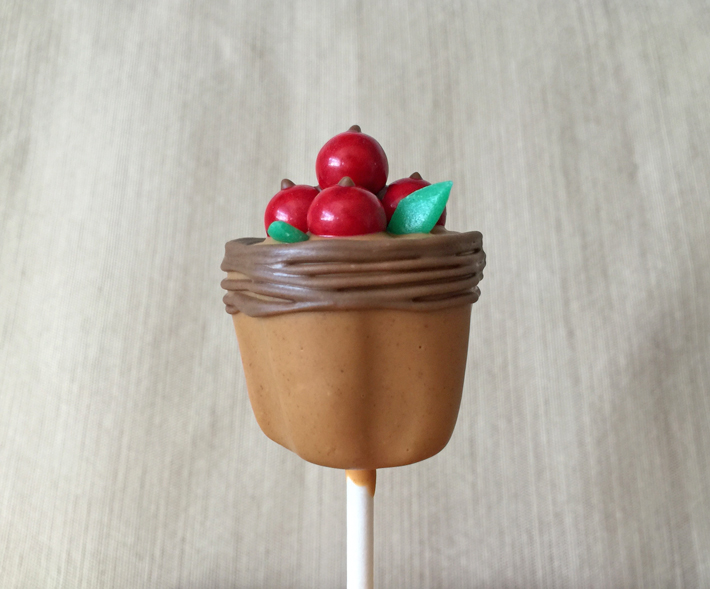 basket of apple cake pops close up