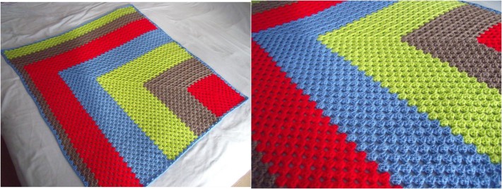 Eckige Granny-Square-Babydecke