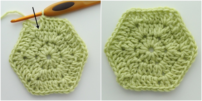 Finishing the solid crochet hexagon motif