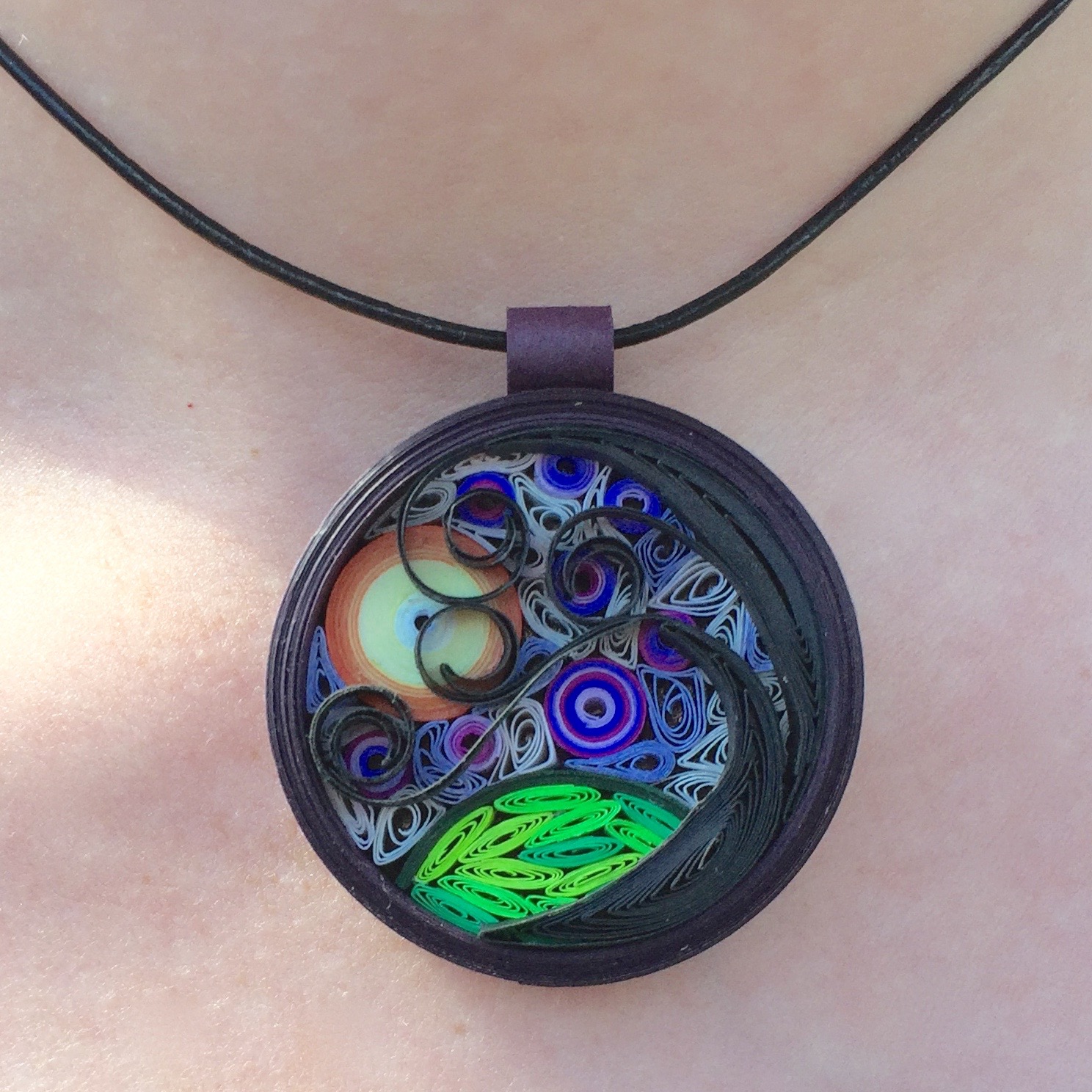 Quilled harvest moon pendant