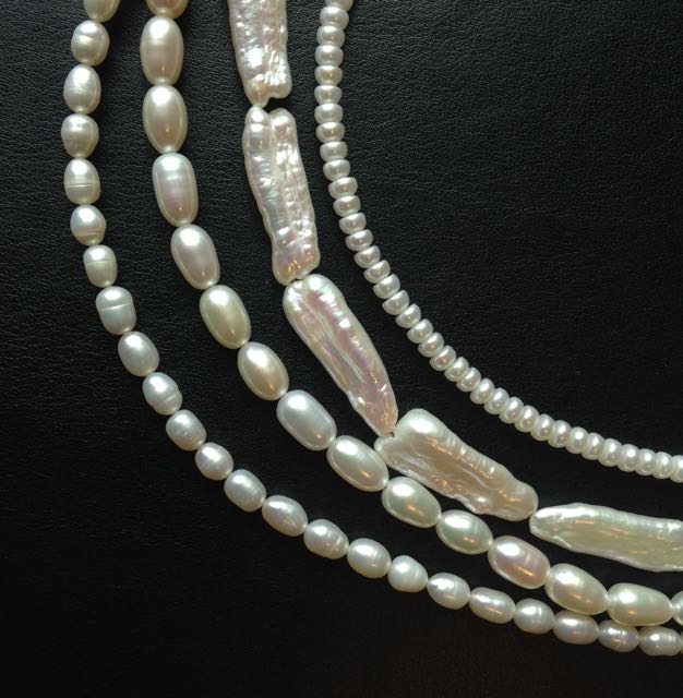 Beautiful strands of unique shaped pearls