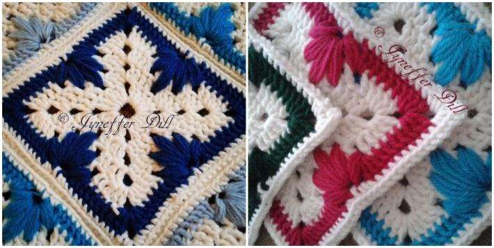 Leaf stitch granny square pattern