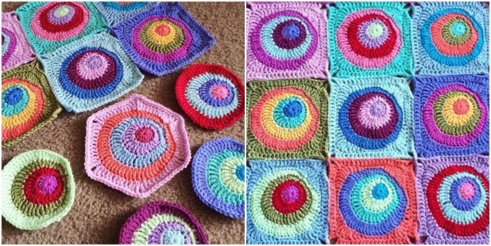 Offset circles granny square pattern