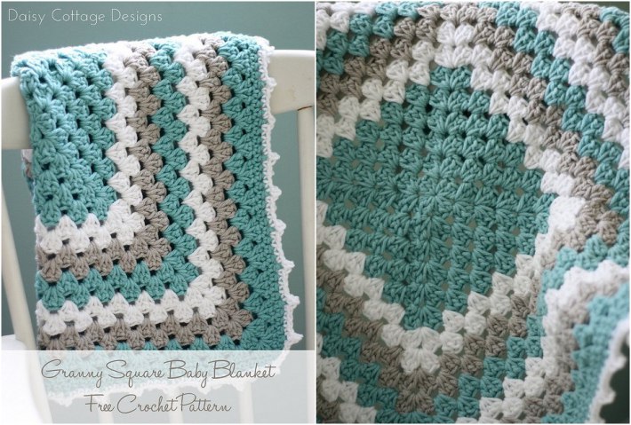 Pastellfarbene riesige Granny-Square-Babydecke