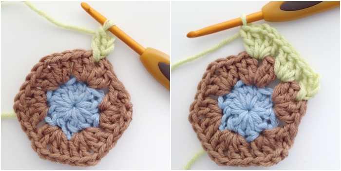 Round 3 start granny crochet hexagon motif
